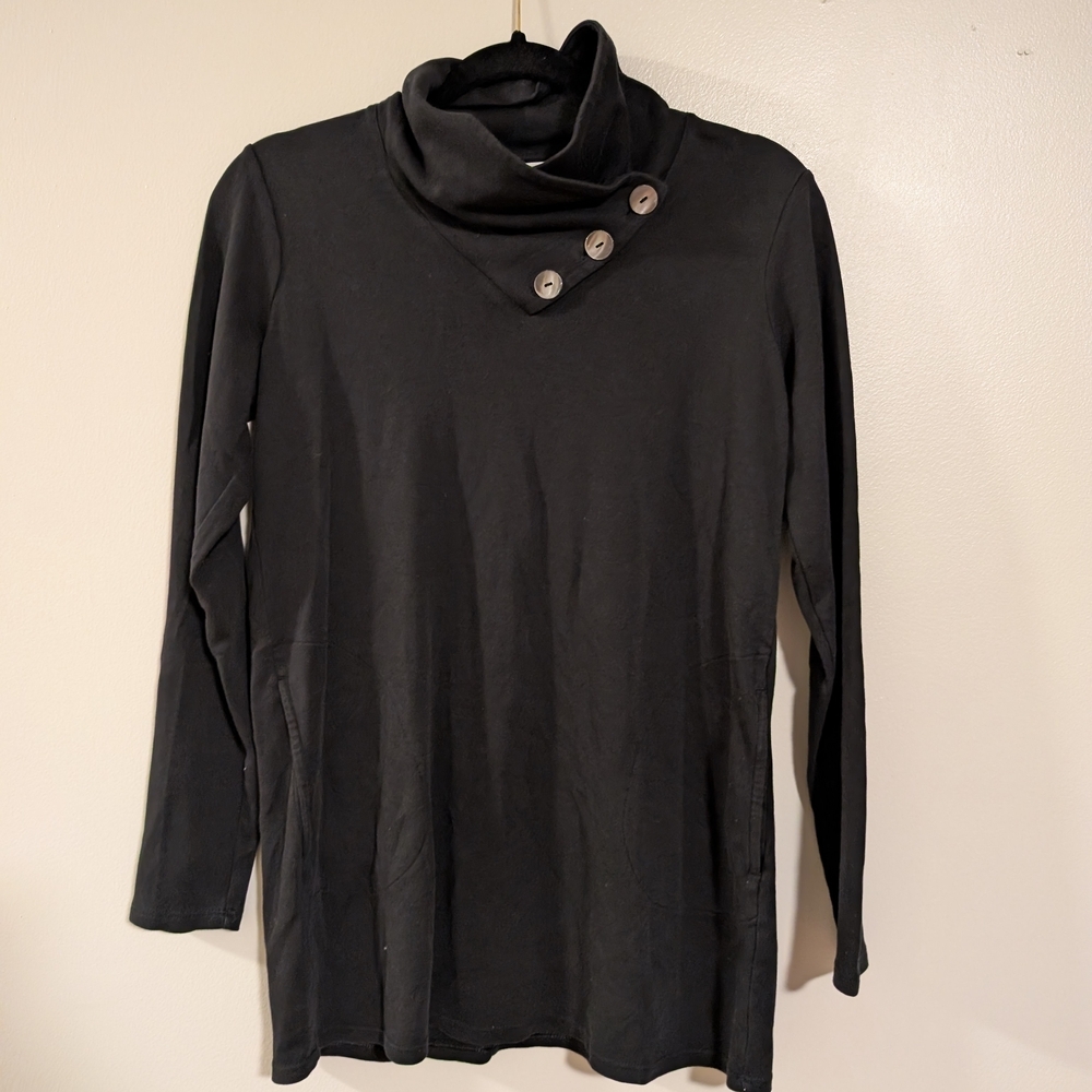 ✨ 5 For $50 J. Jill Black Cowl Neck Sweater with Button Detail Size XS